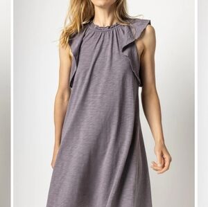 Lilla P Ruffle Trim Sleeveless Dress Pewter Medium